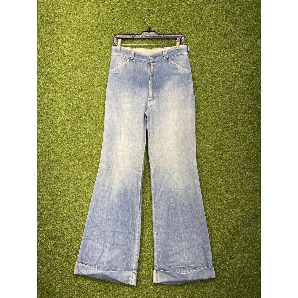 Vintage Wrangler Bell Bottom Jeans Womens 31x34 70s Flare Low Rise Light Wash
